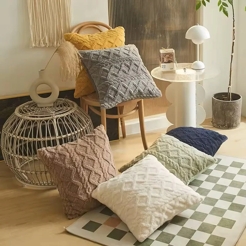 Fodera per cuscino in peluche Fodera per cuscino per divano geometrico per divano del soggiorno 45x45 cm Cuscino decorativo Federa per decorazioni per la casa