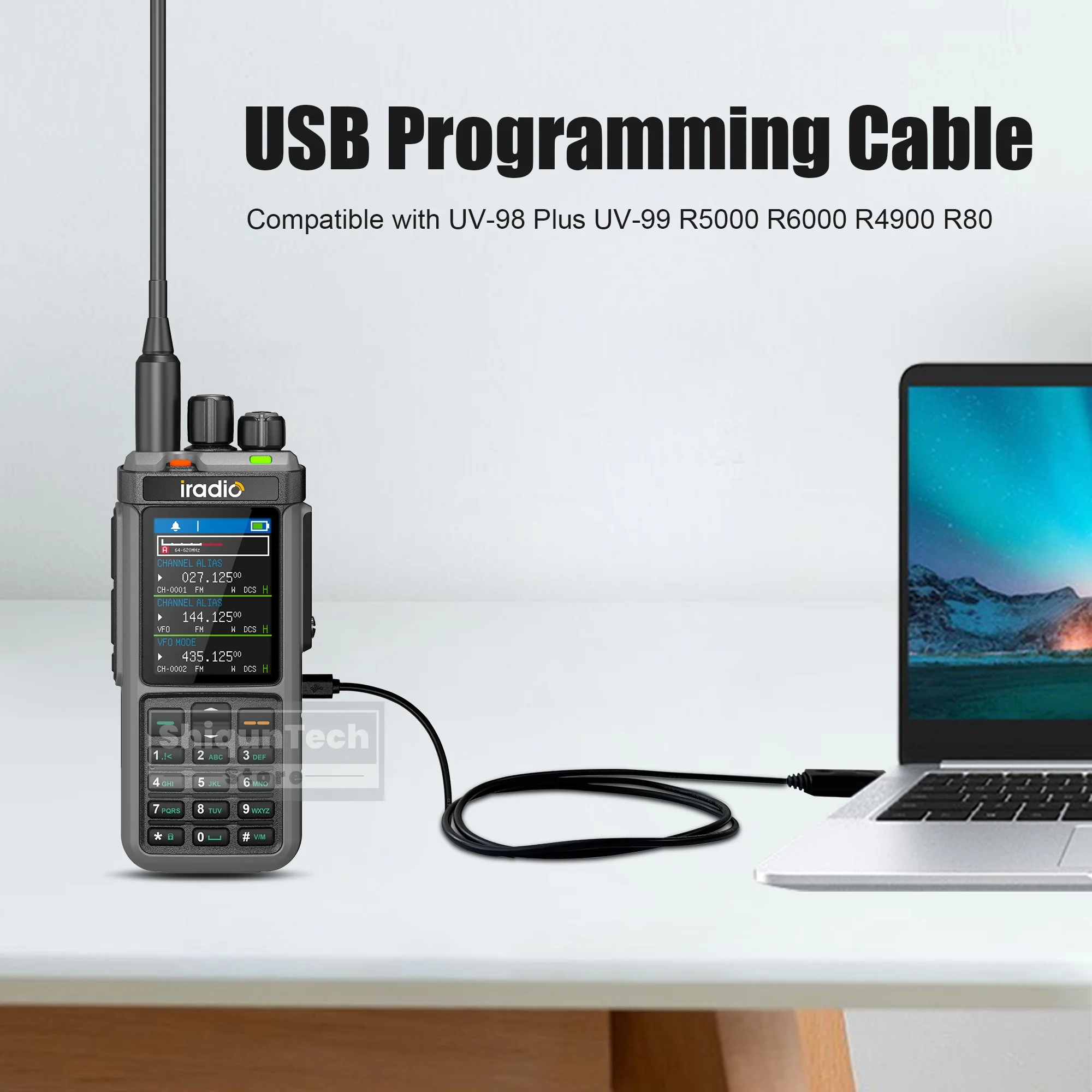 Iradio UV-98 Plus USB-Programmierkabel Typ-C-Schnittstelle UV-99 Original kompatibel mit RT-880 R5000 R6000 Radios unterstützen Win11