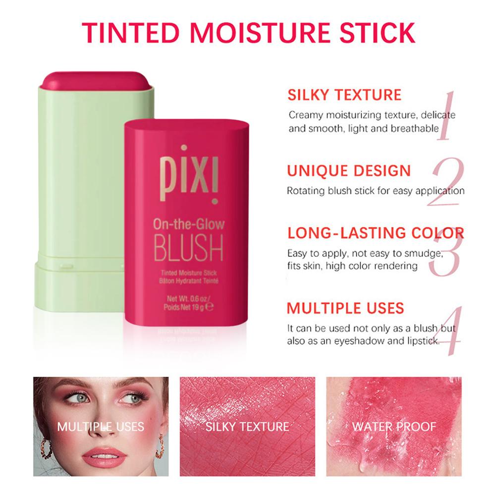 Pixi-rubor en barra 3 en 1, colorete de Color fácil, crema para mejillas, ojos, labios, teñido, resistente al agua, sombra de contorno facial, colorete