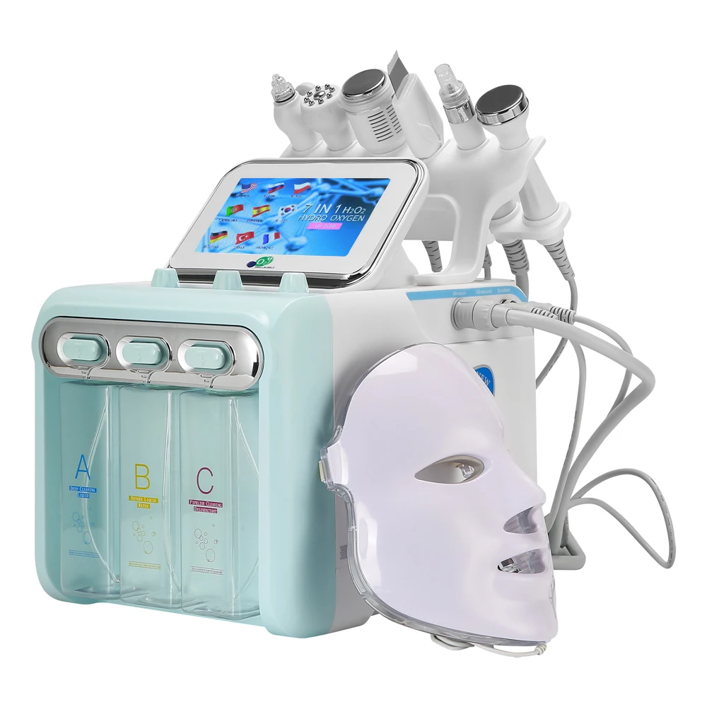 Novo 7 em 1 hidrogênio oxigênio pequena bolha bio-lifting máquina de beleza face lifting dispositivo dermoabrasão purificador da pele spa facial