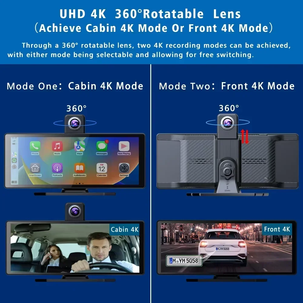10.26'' Universal Portable Carplay Car Screen Wireless Carplay Screen Wireless Car Stereo Carplay Android Auto Car Touchscreen