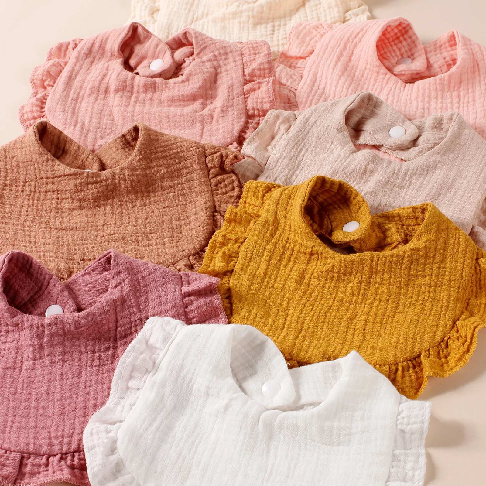 8 ชิ้นทารกแรกเกิดผ้าฝ้าย Ruffle Bibs เด็ก Feed Drool Bibs เด็กวัยหัดเดินน่ารักผ้าเช็ดตัวขายร้อนเด็ก Burp ผ้า
