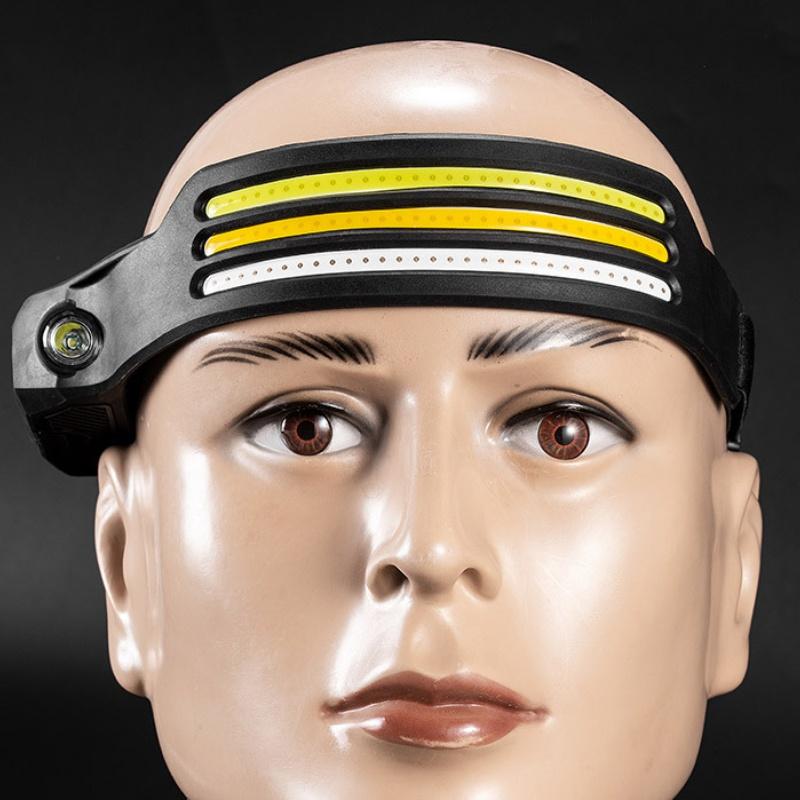 5つの照明モードを備えた1/2/3線式LEDヘッドライト、超高輝度センシングCOBヘッドライト、懐中電灯、USB充電