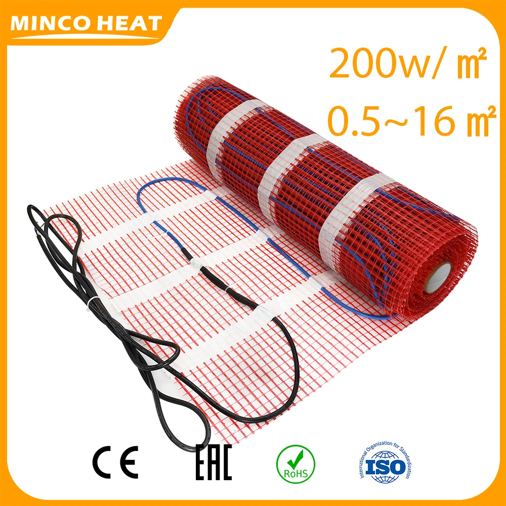 ミンコヒート 200w/ ㎡ 0.5~16 ㎡   タイルセメント暖房床ケーブル電気温マットツイン導体電気温ストランドマット