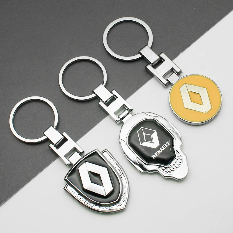 3D Metal Leather Car Logo Key Chain Car Styling Keyring Keychain For Renault Megane 2 3 Koleos Duster Clio 4 Logan Captur Kadjar