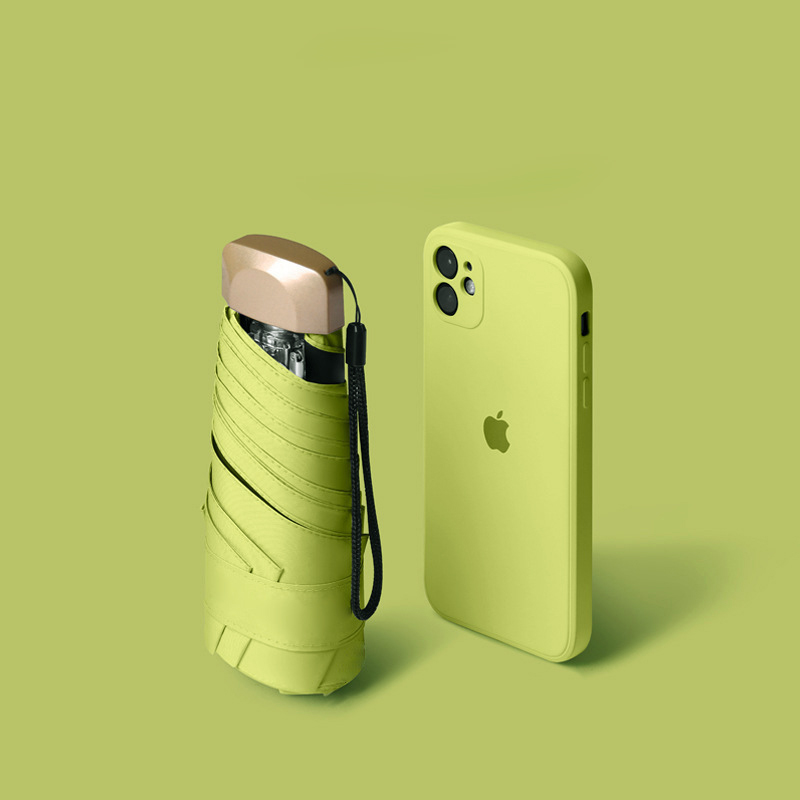 Mini paraguas de bolsillo para lluvia, sombrilla plegable de vinilo con protección ultravioleta UV, parasol de bolsillo, cápsula, 55% de descuento, 1 ud.