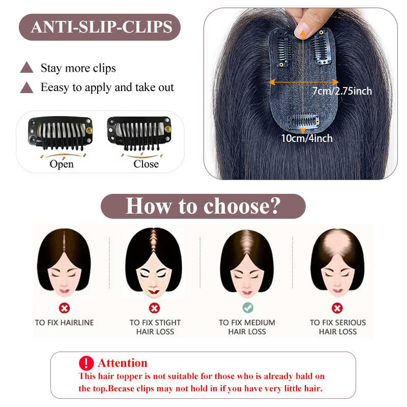 女性のための人間の髪の毛のかつら,トーピー,ヘアエクステンション,ボリュームの向上,トッパー,ヘアピース,7x10cm, 25cm, 8つの形