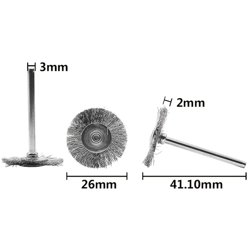 10 Pcs T 자형 스테인레스 스틸 와이어 브러시 휠 1/8 ''만들레 녹 제거 연마 휠 Dremel 로타리 도구와 호환 가능