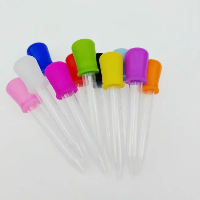 10 개/대 5ml 실리콘 플라스틱 피펫 학교 실험실 실험 용품 Dropper 먹이 의학 액체 눈 귀 피펫 Dropper
