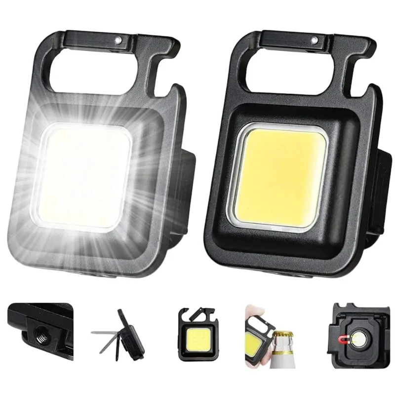 Mini llavero LED linterna aleación de aluminio carga USB luz COB portátil para acampar trabajo al aire libre pesca ​