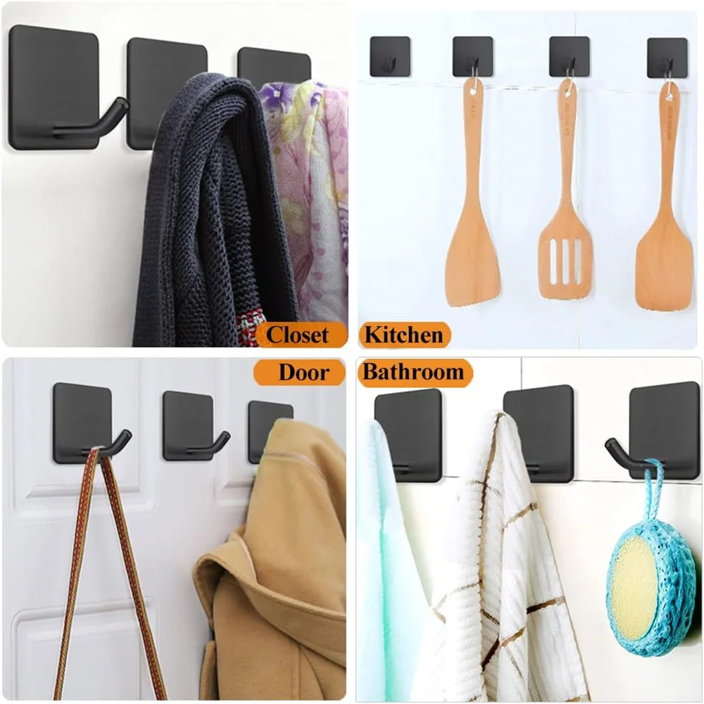 Gancho adhesivo de acero inoxidable SUS304, ganchos de pared autoadhesivos, soporte de almacenamiento resistente al agua, ganchos para toallas