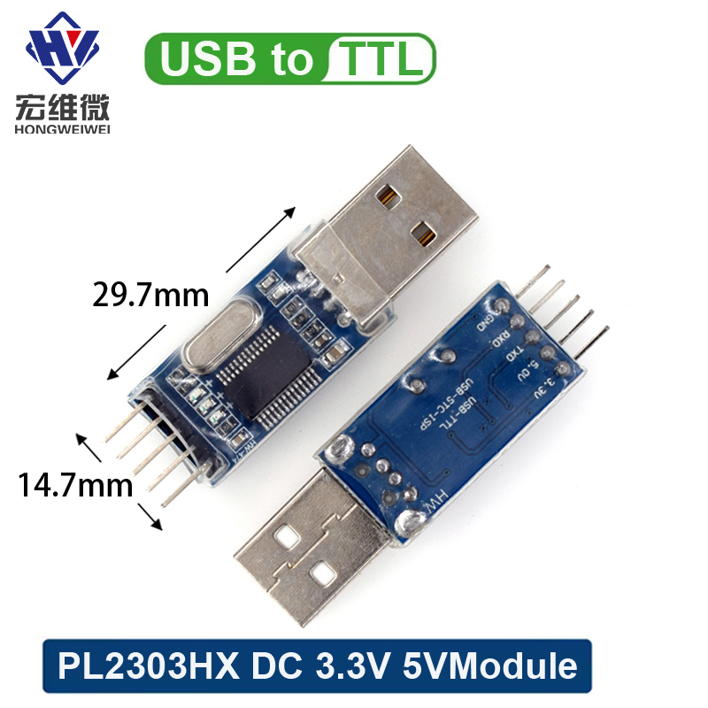 Módulo adaptador convertidor PL2303 USB a RS232 TTL DC 3,3 V 5V PL2303HX STC placa de máquina de cepillo microcontrolador