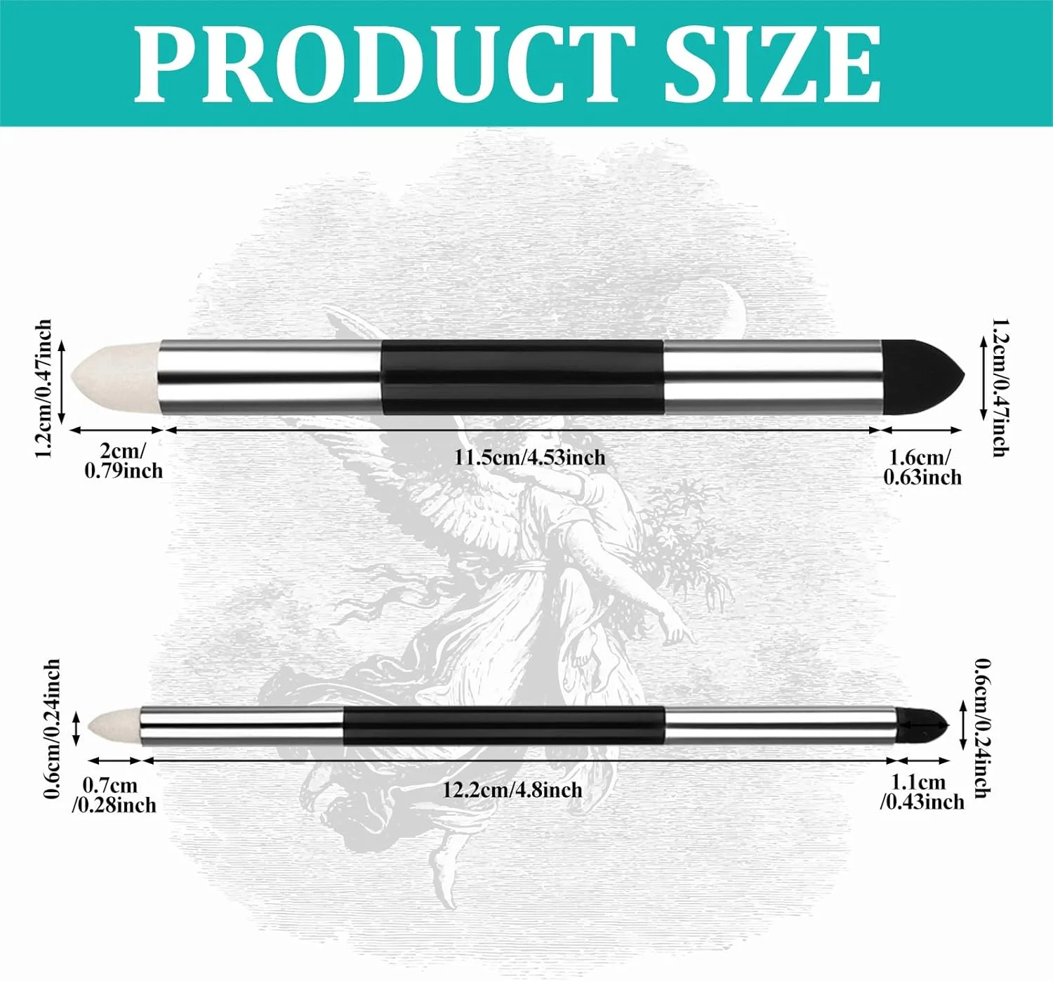 2/4/6/12 Pcs ศิลปินผสมฟองน้ําปากกา Double Headed แปรงถู Dual Tip Sketching เช็ดปากกาวาดศิลปะเครื่องปั่นเครื่องมือ