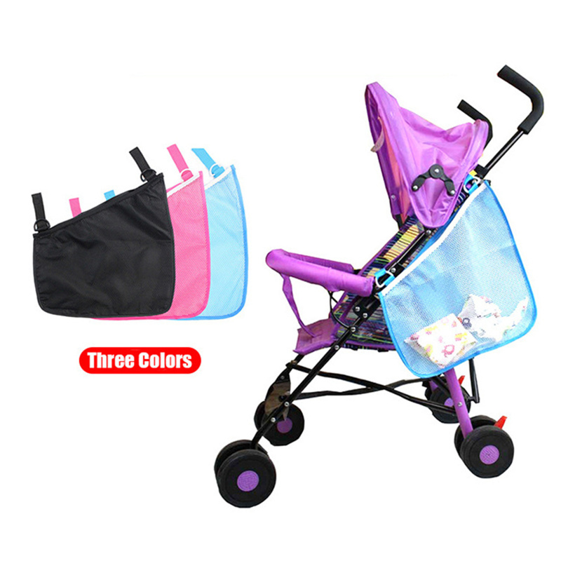 Bolsa para cochecito de bebé, colgador de gancho lateral, bolsa organizadora de pañales, bolsa colgante lateral de malla, almacenamiento de cosas para bebé, accesorios para cochecito de paraguas
