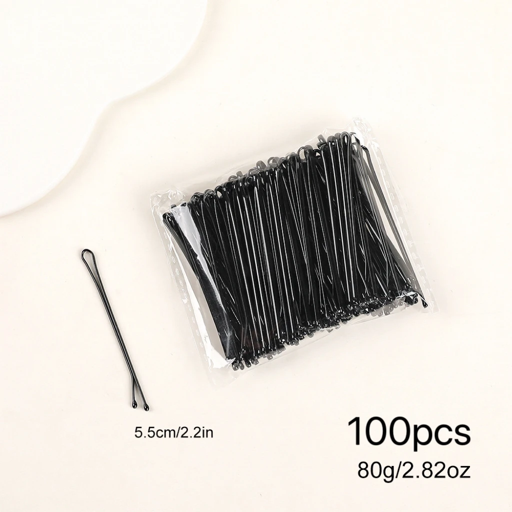 100ชิ้นหมุดบ๊อบบี้2.2 "สีดำชุดปิ่นปักผมสำหรับผู้หญิงหญิงสาวเด็กร้านทำผมลอนยึดแน่นกิ๊บติดผม