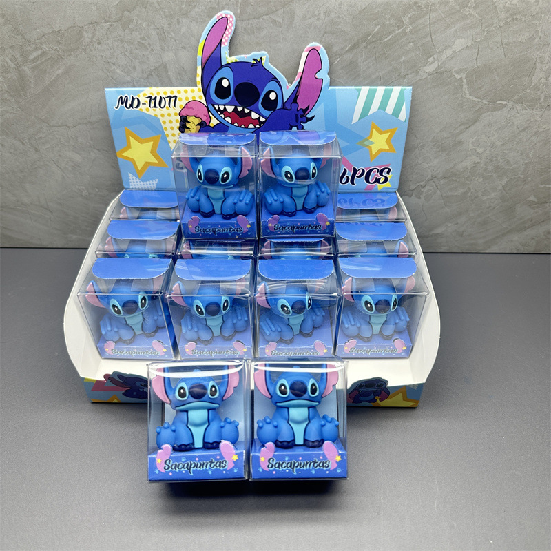 Sacapuntas de lápiz DIY con adornos de silicona de punto de Disney, sacapuntas de lápiz con orejas largas de Lilo y Stitch, papelería de aprendizaje