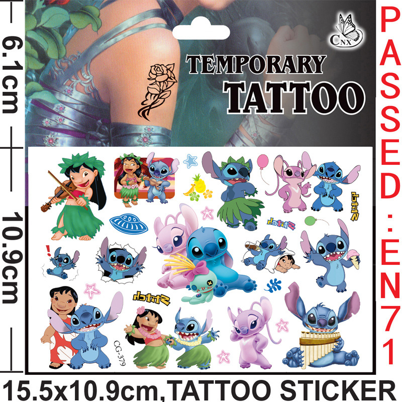 ใหม่ Interstellar Baby Stitch การ์ตูน Tattoo สติกเกอร์เด็ก Stitch Water Transfer Disposable Tattoo สติกเกอร์ของเล่น Kawaii ของขวัญ