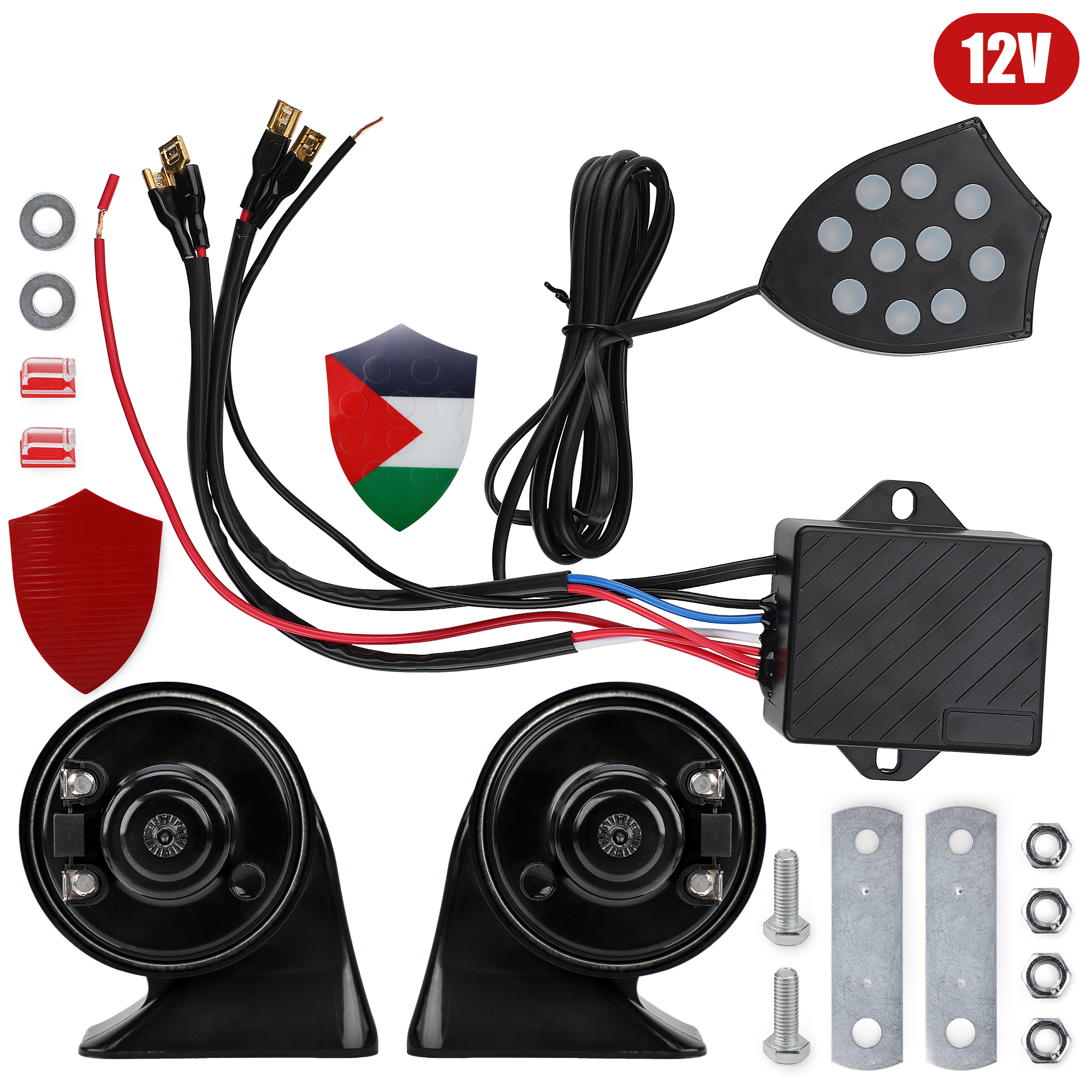 12V ユニバーサル 10 サウンドミュージカル電子ホーンコントローラレギュレータモニターカタツムリトランペット電気サイレン自動車アクセサリー