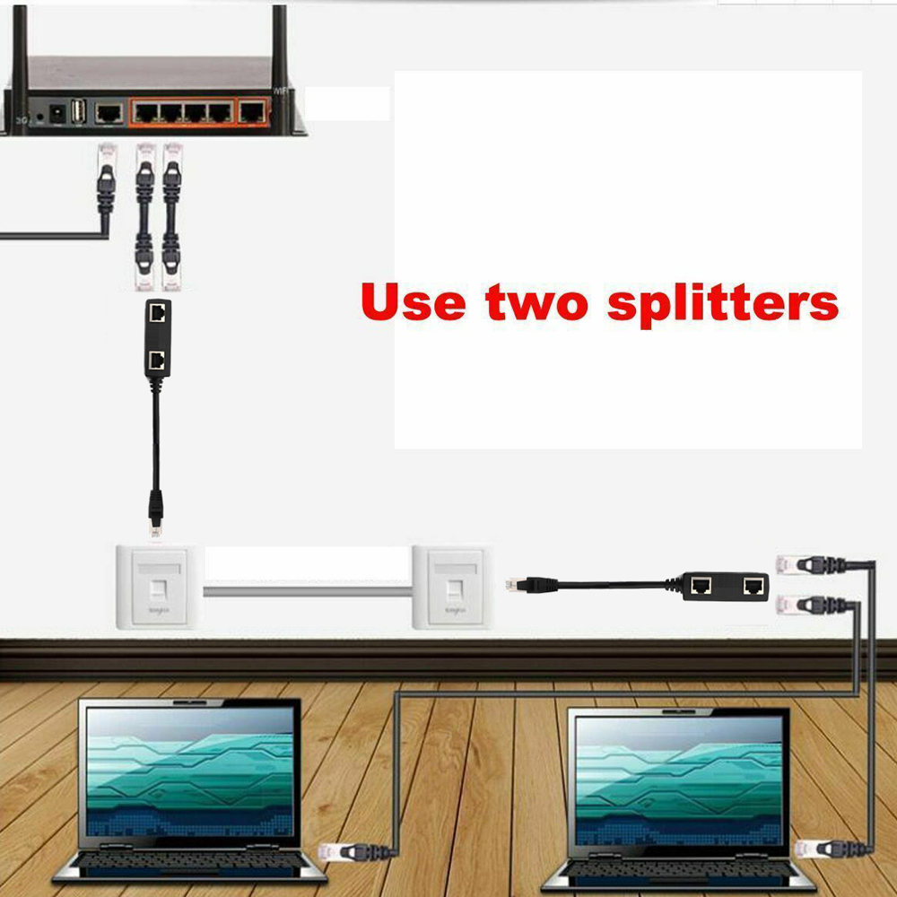 RJ45 1 bis 2/1 bis 3 Wege Splitter-Anschluss Netzwerkadapter Cat5 Cat6 Cat7 LAN Ethernet-Kabel für Netzwerkverlängerung