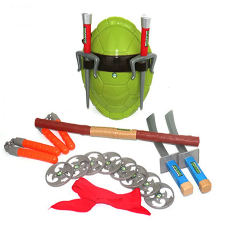 Juego de Cosplay de Tortuga Ninja para niños, traje de arma, máscara de ojo de concha de tortuga, juguete de Tortuga Ninja, regalo para niños