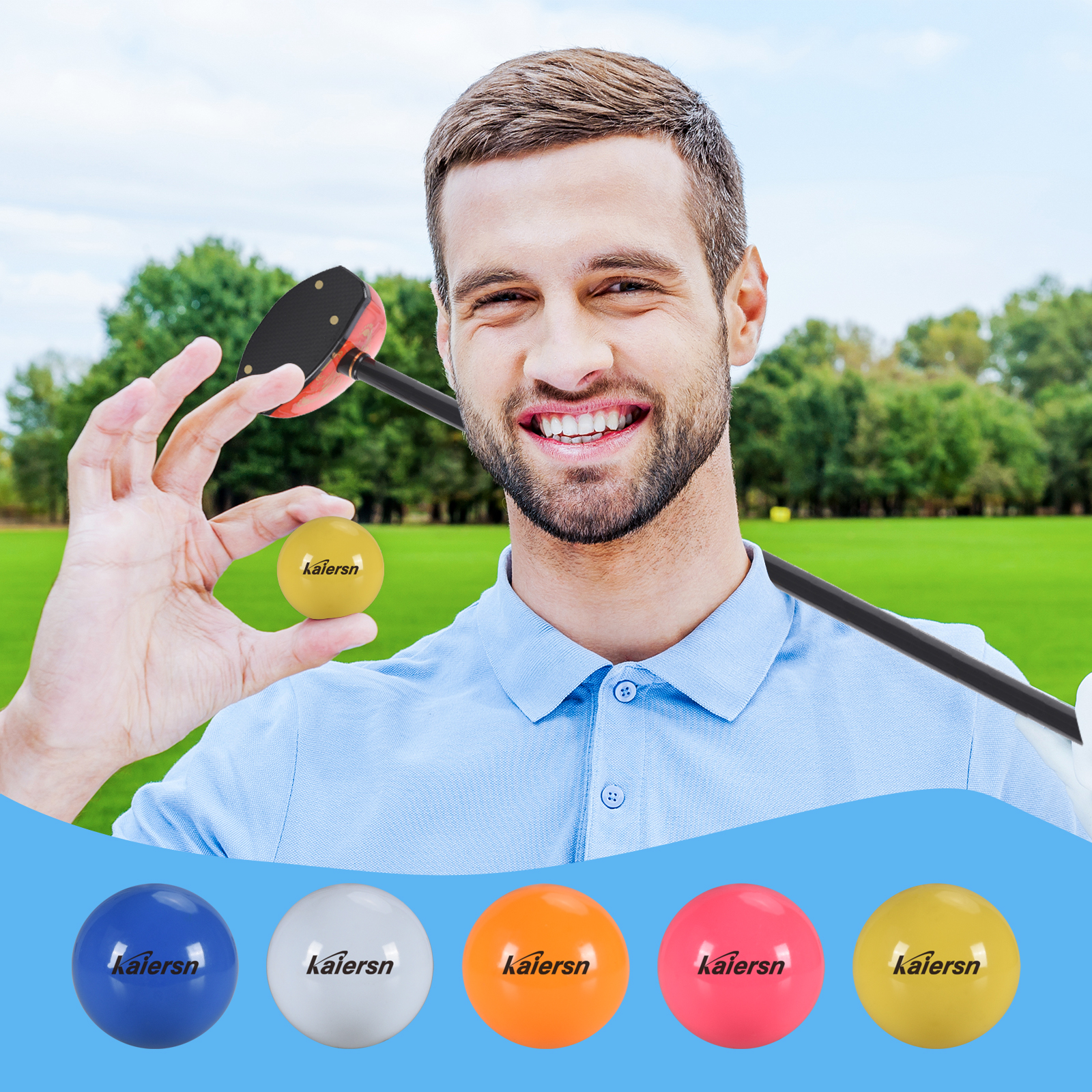 ลูกกอล์ฟ Kaiersn Colourful Park - ลูกบอลฝึกซ้อมที่ทนทานขนาด 6 ซม./2.36 นิ้วสําหรับการฝึกกลางแจ้ง เด็กและผู้ใหญ่ (ตัวเลือกหลากสี)