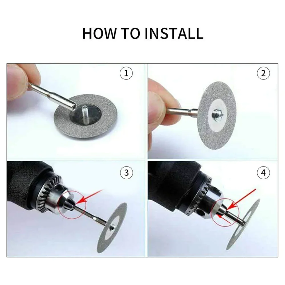 10pcs Diamond Cutting Wheel Sawing Bladings with 2 Connection 20mm Cut Cutter Discs for Rotary Tool