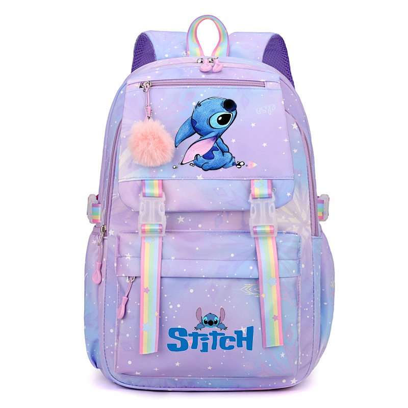Stitch Large Capacity Backpack, Casual Nylon Cute Daypack, Cartoon Anime Schoolbag, Girl Casual Travel Commute Knapsack
