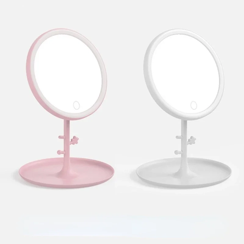 Màn Hình LED Cảm Ứng Gương Trang Điểm Gấp Gọn Gương Có Đèn Gương Trang Điểm 3 Màu Ánh Sáng Chế Độ USB Sạc Mỹ Phẩm Có Gương Dụng Cụ
