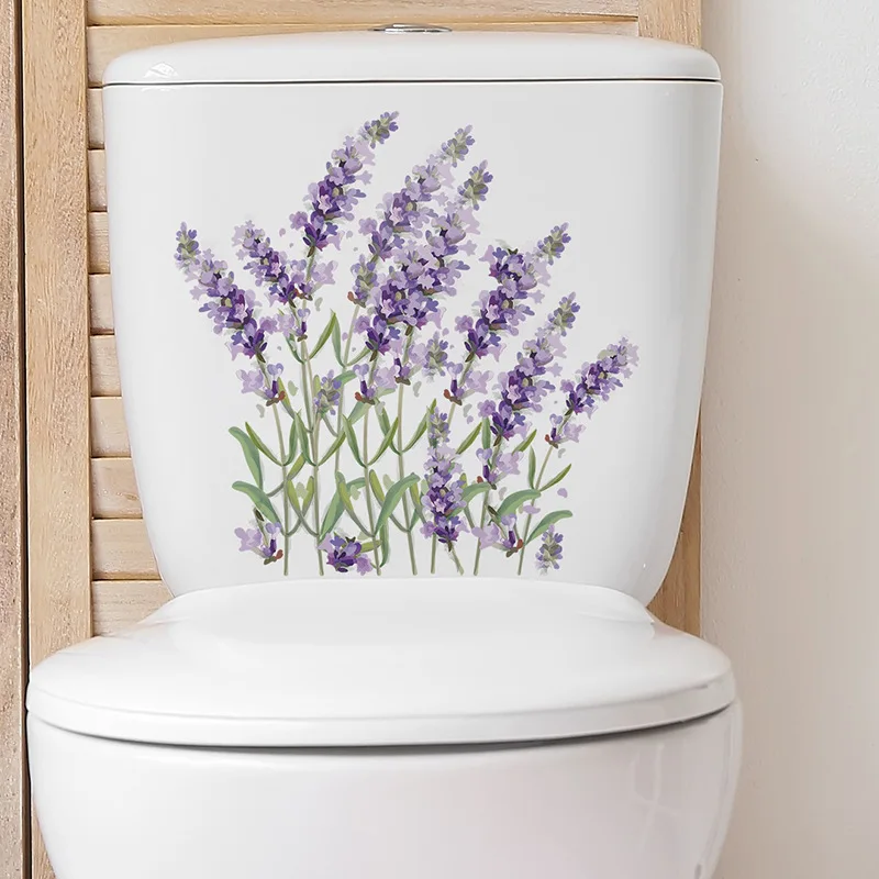 Pegatina de hojas de plantas verdes para baño, taburete de WC, pegatina de pared, Mural autoadhesivo, embellecer flores, calcomanías de decoración del hogar