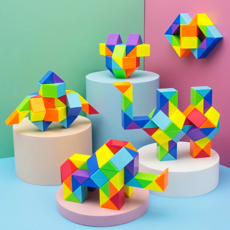24 Gekleurde Magische Kubus Speelgoed 3d Puzzel Fidget Transformeerbare Kubus Kid Educatie Speelgoed Twist Transformable Kid Puzzel Cadeau