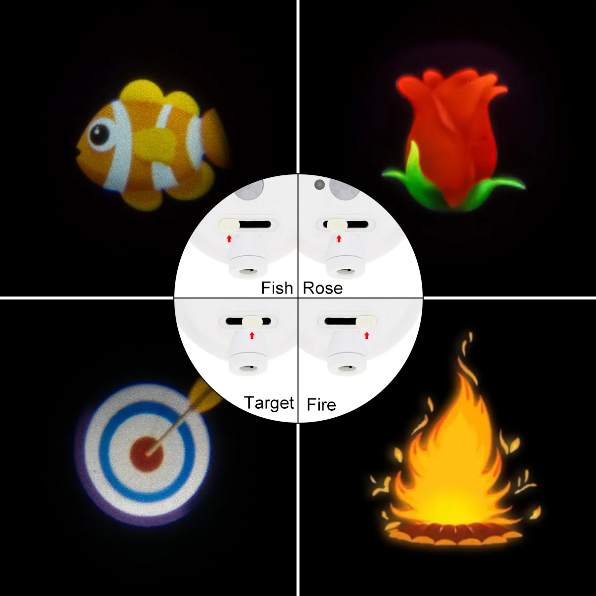 Proyector de luz nocturna para inodoro con Sensor de movimiento de cuatro patrones, decoración Linda para baño, Gadgets de baño, inodoro con interruptor de palanca