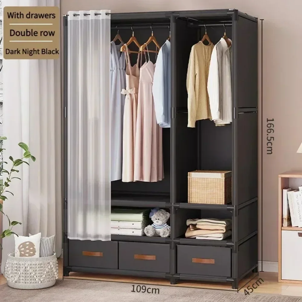 Wardrobe for HomeUse Bedroom Simple and LargeCapacityFabric Cabinet Sturdy and DurableDust-proof Storage Wardrobe Organizer Rack