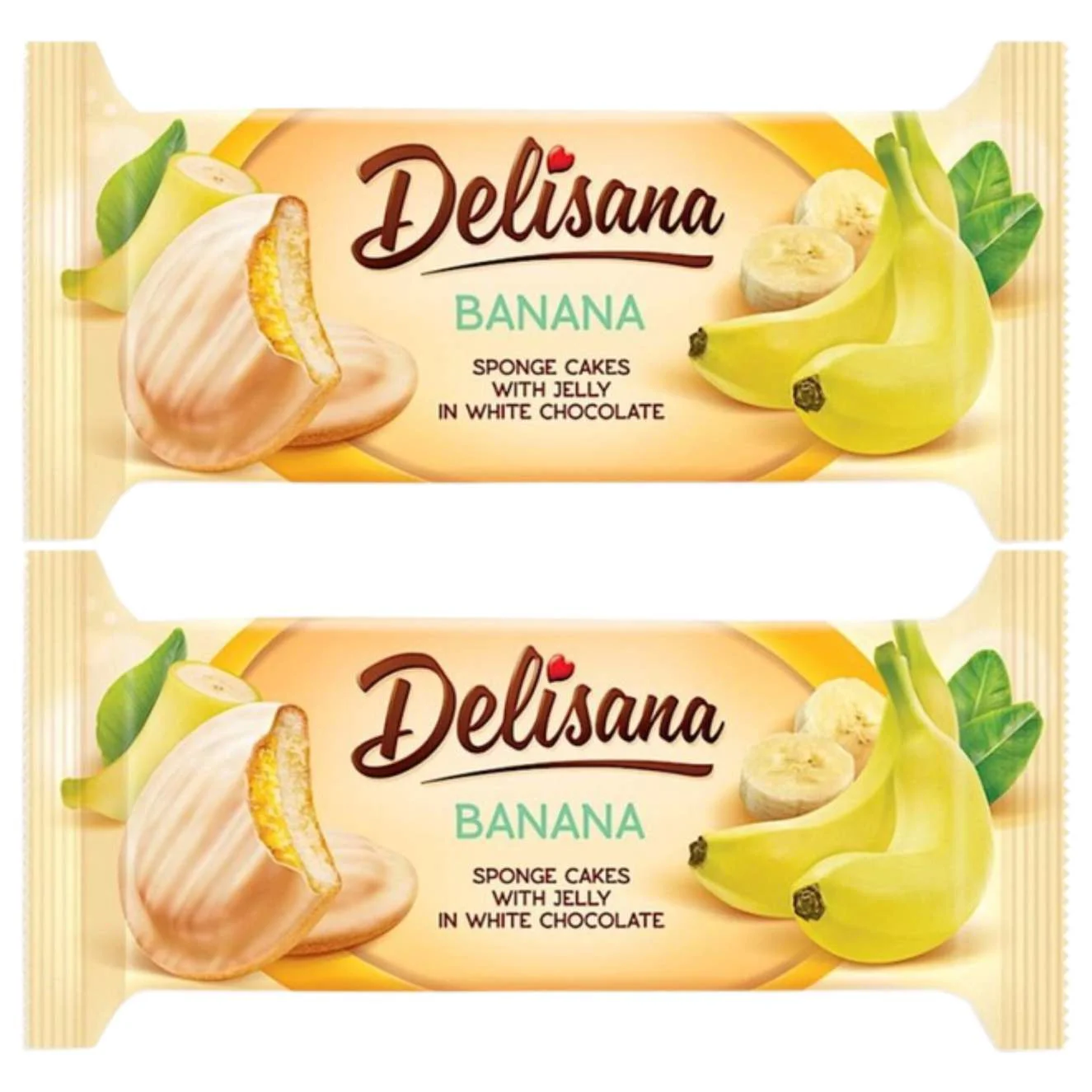 Delisana Ciastka z galaretką bananową w białej czekoladzie 135g x 2 sztuk