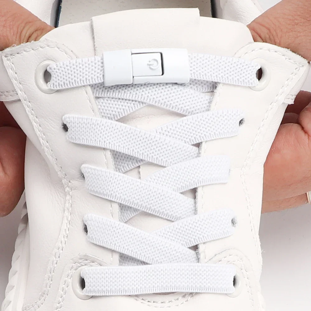 2024 Lacci per scarpe senza cravatta Lacci con chiusura a pressione senza lacci Lacci elastici Sneaker Bambini Adulto 8MM Lacci piatti ampliati per scarpe