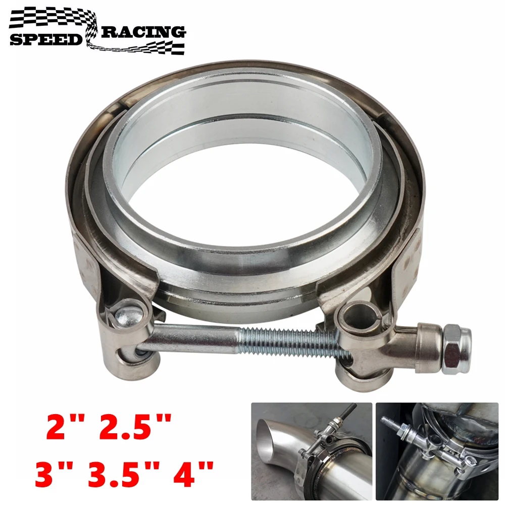 Braçadeira de banda v de 2 "2.5" 3 "3.5" 4 "com flange macho fêmea de aço inoxidável adequada para sistema de exaustão, turbocompressor, tubo de descarga, silenciador