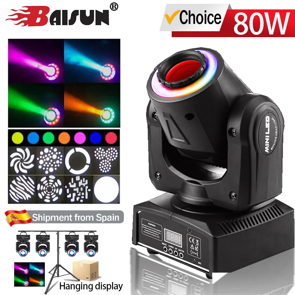 80W 360 °   Cabeça móvel dj festa luzes de discoteca 8*8 padrão rgb dmx512 controle de som luzes do palco casamento clube público luz ambiente