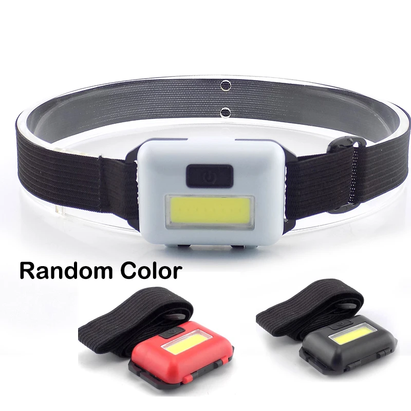 Color aleatorio pequeño COB faro cabeza lámpara antorcha lampe Mini faro linterna casco pesca AAA batería camping