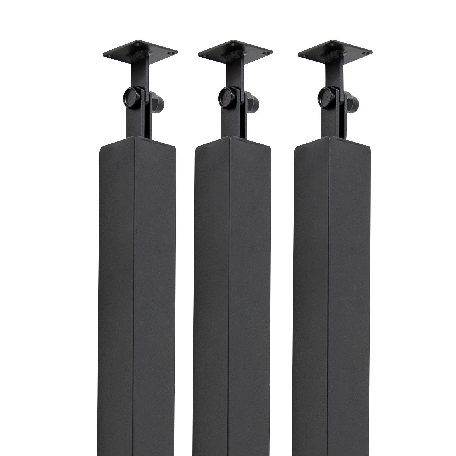Stair Balusters Post, Black Square Metal Railing Spindles with Flat & Adjustable 270° Angle Bracket, Banister Column