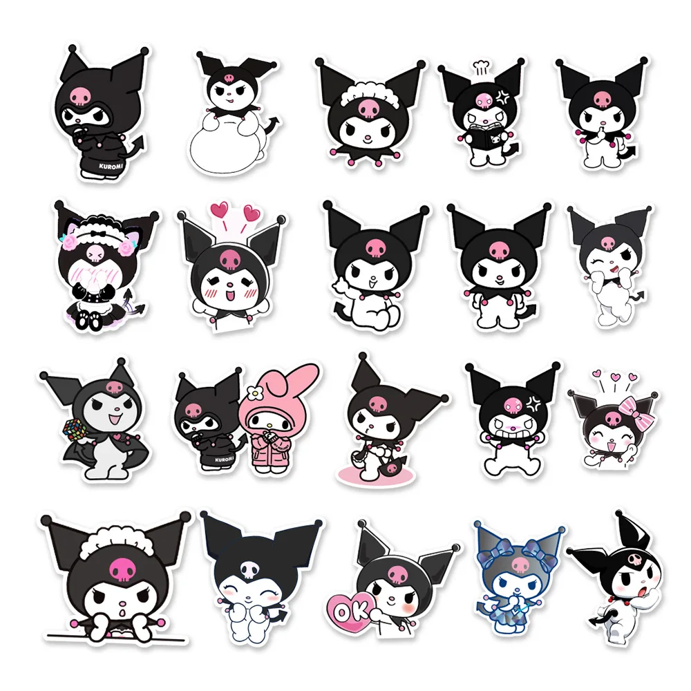 50 pçs sanrio anime kuromi adesivos portátil skate guitarra mala motocicleta graffiti decalque à prova dwaterproof água kawaii adesivo brinquedo
