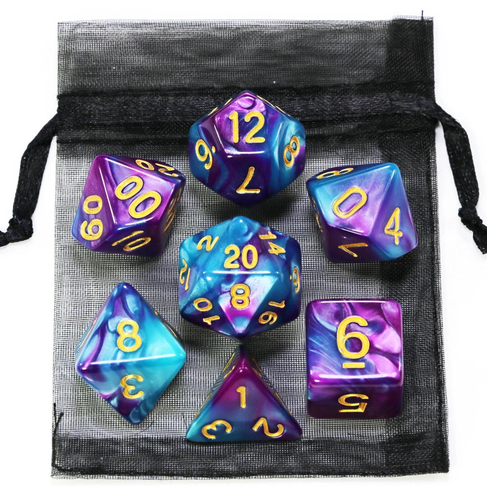 サイコロ DND ゲームサイコロロールサイコロ混合色サイコロセットバッグ付き 9 種類のスタイルポータブルおもちゃ DND RPG TRPG ゲームに利用可能