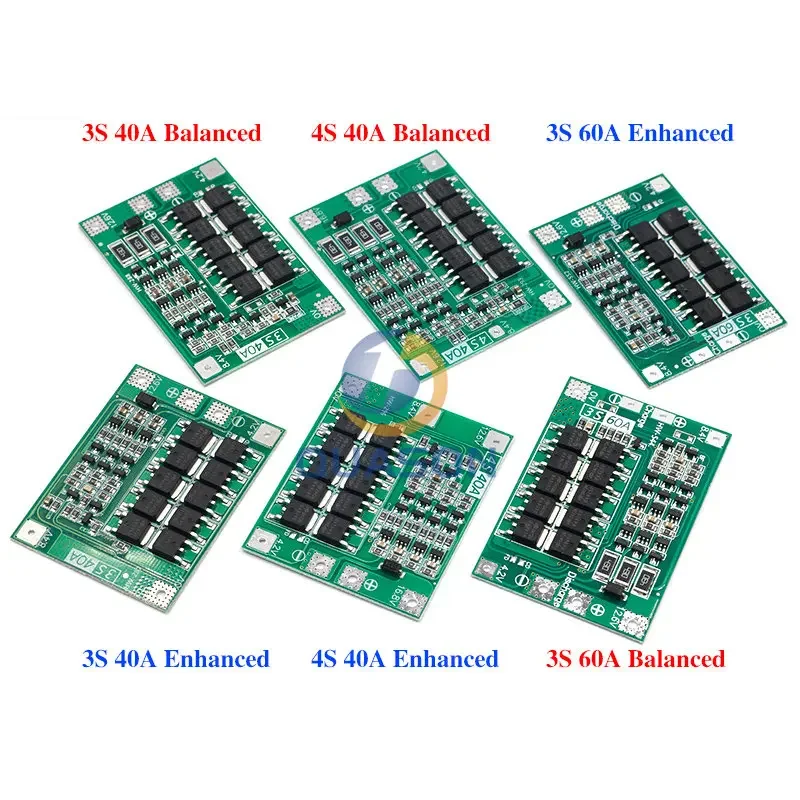 3S 4S 40A 60A Li-ion Sạc Pin Lithium Ban Bảo Vệ 18650 BMS Cho Máy Khoan Động Cơ 11.1V 12.6V/14.8V 16.8V Tăng Cường Cân Bằng