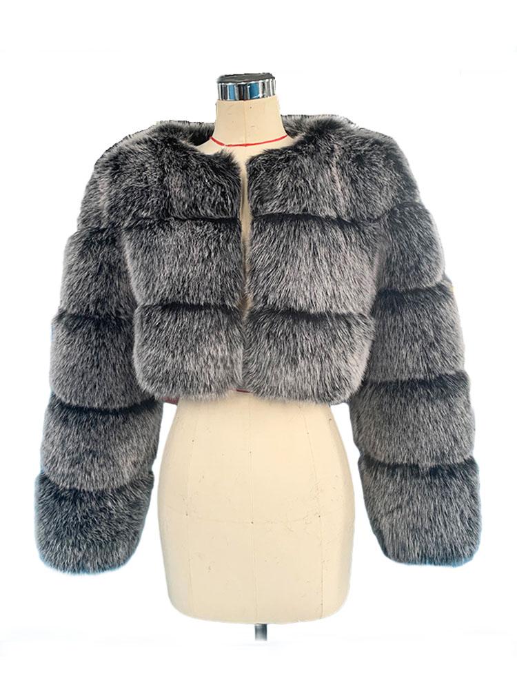 Zadorin Nieuwe Mode Vrouwen Crop Top Faux Vos Bontjas Winter Dikke Pluizige Lange Mouw Korte Stijl Slim Harige Bont jas Jassen