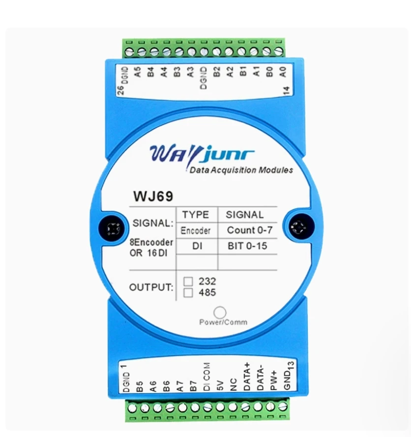 Contador de pulso codificador de 8 canais, 16 canais, contador de alta velocidade, módulo modbus rtu wj69