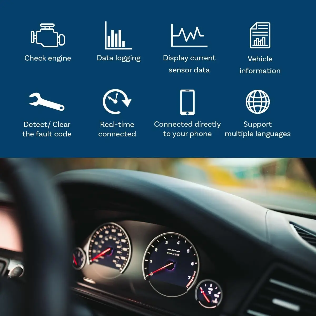 Elm327 obd2 leitor de código scanner bluetooth detector de falhas de carro ferramenta de reparo de diagnóstico automático