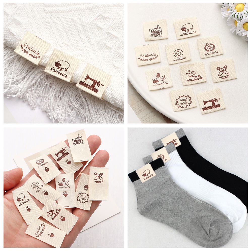 Sewing machine Cartoon Pattern Woven Knitted Supplies Clothing Tags Handmade With Love Cloth Garment Labels Sewing Accessories