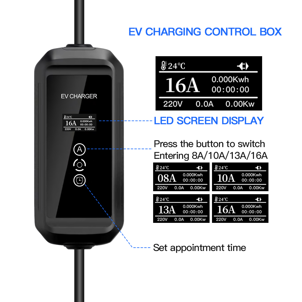 Kolanky ev carregador 16a 3.6kw gbt tipo 2 tipo 1 carregamento wallbox tuya app wifi temporizador veículo elétrico chinês cabo de carro híbrido 5m