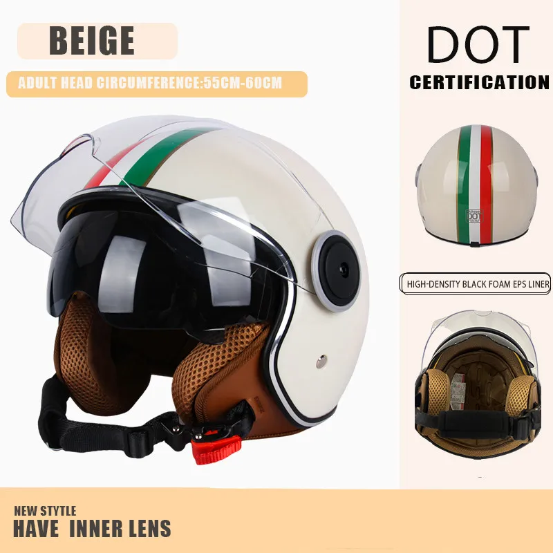 Certificazione DOT Casco protettivo Caschi vintage a doppia lente Mezzo casco da corsa Four Seasons
