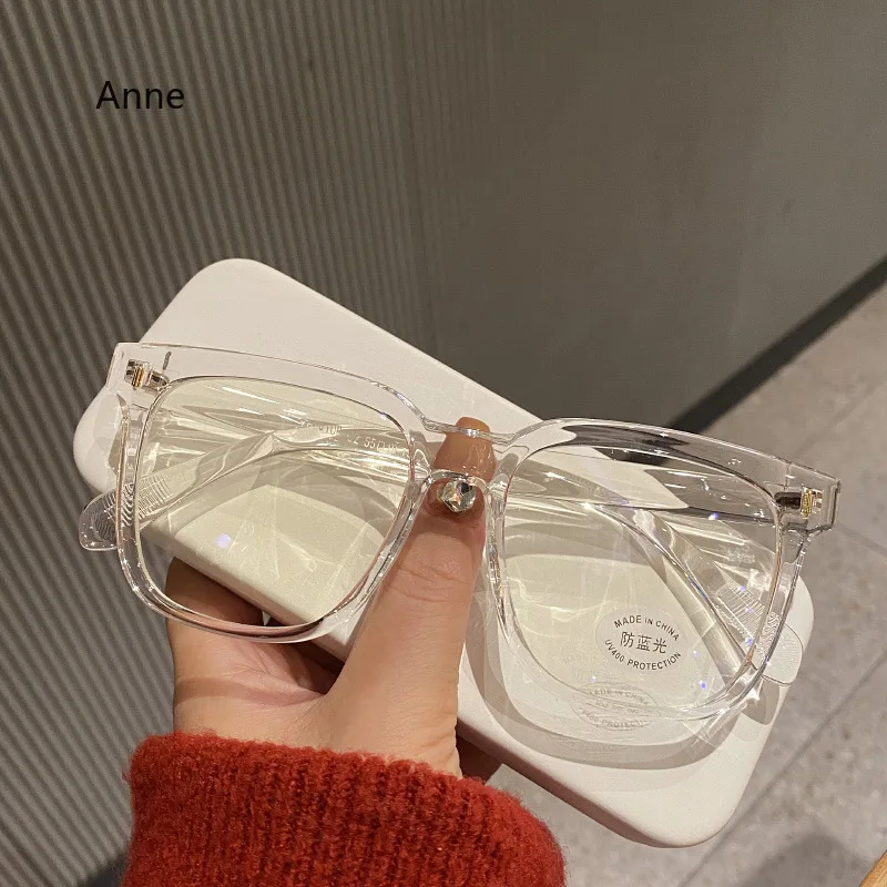 Gafas para miopía con acabado transparente grande para mujer, gafas graduadas a la moda para miopía, gafas de lujo con menos dioptrías