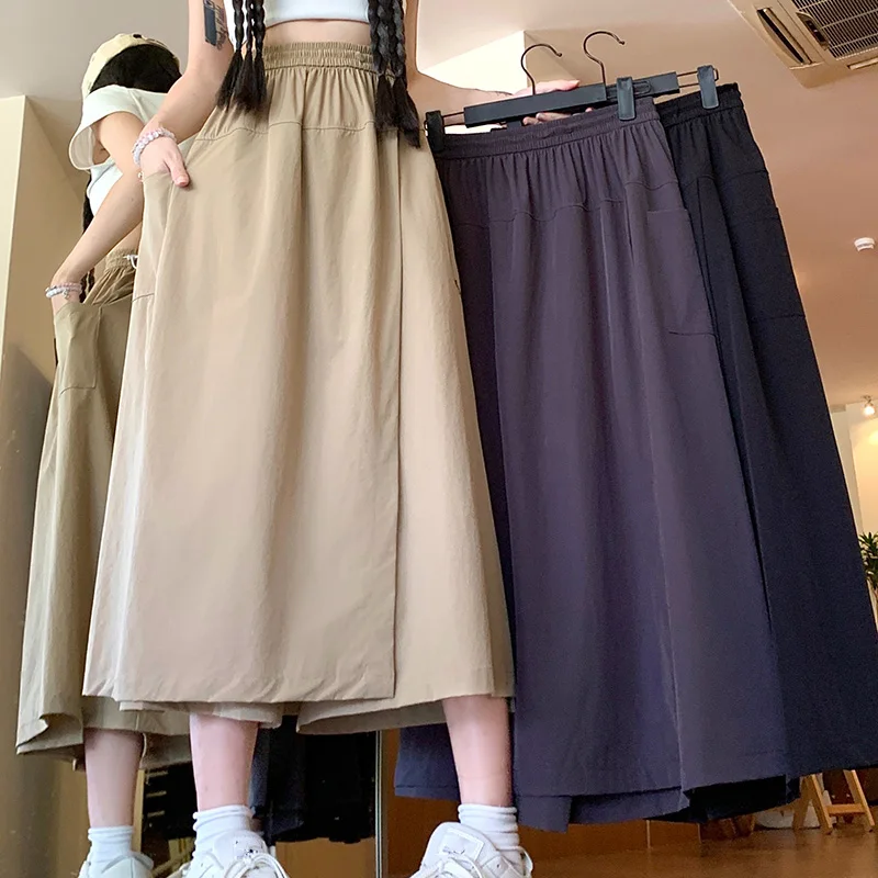 New Women Baggy High Waisted Designer Pants Lady Comfortable A-line Summer Trousers Female Fashion Versatile Wide Leg Slacks