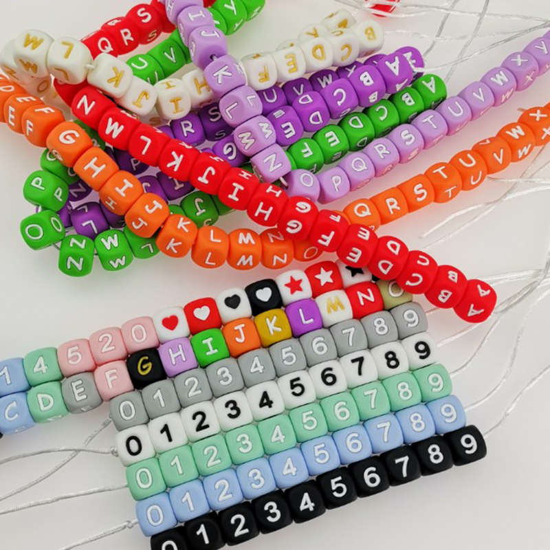 Clearance_12mm 26 pezzi perline con lettere in silicone 15 colori alfabeto colorato perline da masticare in silicone per catena con clip ciuccio non scegliere